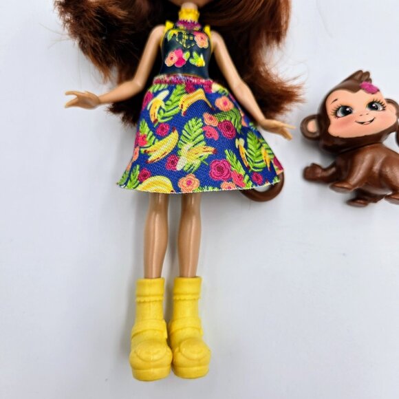 Doll Enchantimals Merit Monkey And Swing Figure Pet Mattel Yellow Brown Hair - Picture 6 of 9